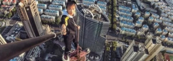62층 빌딩에 오르다가 추락사한 중국 인터넷 스타 우융닝./홍콩 사우스차이나모닝포스트(SCMP) 캡처