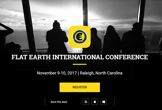 지난 11월 있었던 평평한 지구 학회의 컨퍼런스를 알리는 홈페이지