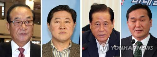 서청원·유기준·배덕광·엄용수 등 한국당 당협 62명 물갈이 (서울=연합뉴스) 자유한국당은 17일 서청원(왼쪽부터), 유기준,  배덕광, 엄용수 의원 등 현역의원 4명의 당협위원장 자격을 박탈하기로 했다. 한국당은 이들 현역의원 4명과 원외위원장 58명을 포함해 전국 당협 가운데 62명의 당협 위원장을 교체하기로 했다. [연합뉴스 자료사진]