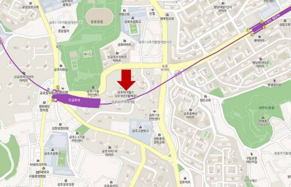 서울 성동구 금호동1가 e편한세상금호파크힐스 위치. /네이버 지도