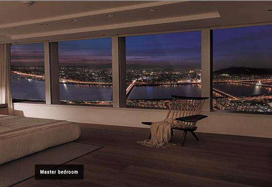 시그니엘 침실에서 내려다본 야경 이미지.