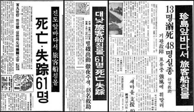 (왼쪽부터) 각 <동아일보>, <경향신문>, <매일경제> 1973년 1월 26일 치.