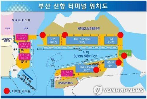부산신항 터미널 위치도 [부산항만공사 제공=연합뉴스]