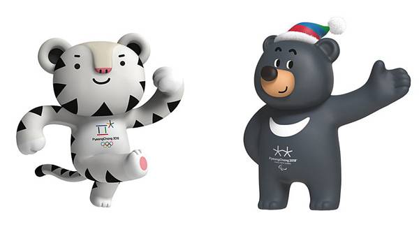 평창 동계올림픽과 패럴림픽의 공식 마스코트 수호랑·반다비.