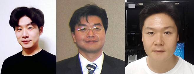 혈중 종양 세포 분리용 바이오칩을 개발한 국내 연구팀. 왼쪽부터 이성한 계명대 의학과 의용공학전공 대학원 석사과정.허윤석 계명대 의용공학과교수. 곽봉섭 한국기계연구원 박사과정.