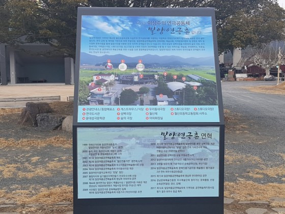 밀양연극촌 안내판. 위성우 기자