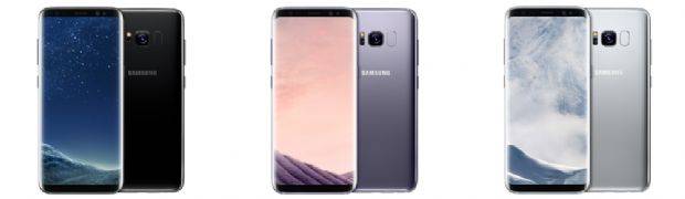 갤럭시S8 미드나잇블랙, 오키드그레이, 아크틱실버 색상. (사진=삼성전자)