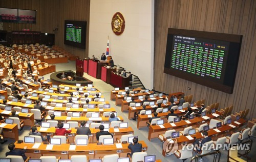 주 52시간 근로기준법 의결 (서울=연합뉴스) 백승렬 기자 = 28일 국회 본회의에서 근로시간을 주 52시간 이내로 줄이는 근로기준법 개정안이 의결됐다.       srbaek@yna.co.kr