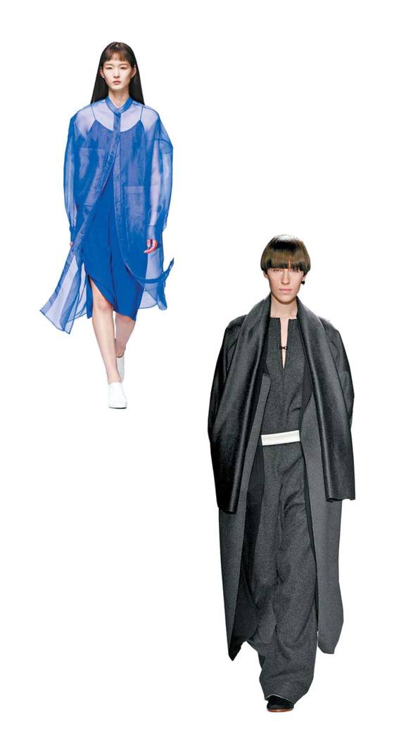 2012년 가을겨울 시즌 뉴욕컬렉션(아래)과 2018 년 봄 시즌에 선보인 데무의 옷. [사진 데무]