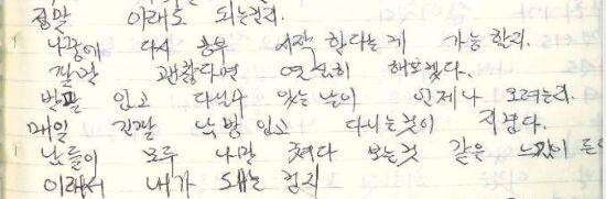 이 후보의 일기장 속 내용 중 일부