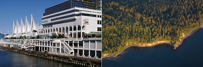 크루즈가 정박하는 밴쿠버의 캐나다 플레이스 / 깊은 숲과 바다를 품고 있는 스탠리 파크./ⓒShutterstock_EB Adventure Photography