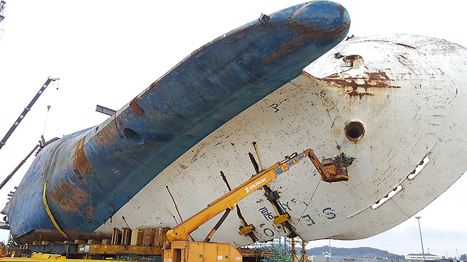 목포신항에 거치된 세월호 © 시사저널e. 이용우