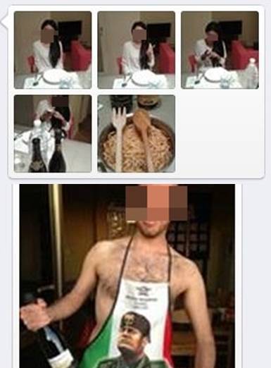 알몸에 앞치마를 맨 모습, 동양여성과 밥을 먹는 모습, 성기 모습 등을 사진으로 보냈다. 성기 사진 아래에는 "suck it?  이라고 적혀있었다.  ⓒ정효정