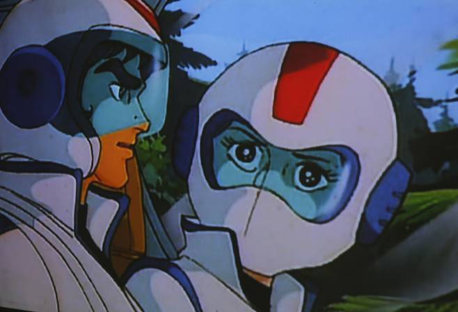 '담양 추억의 골목'에서 볼 수 있는 옛 만화영화 '로보트 태권 브이'의 한 장면. 옛날식 극장 건물에서 종일 상영을 하고 있다. ⓒ이돈삼