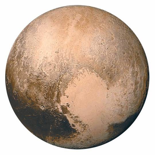 미국의 무인탐사선 뉴허라이즌스 호가 촬영한 명왕성 표면에는 하트 무늬가 보인다. 미국항공우주국(NASA) 제공