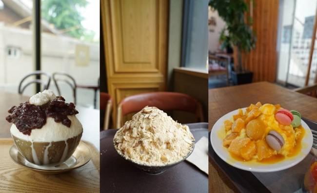 From left: patbingsu, injeolmi bingsu, mango bingsu (Lim Jeong-yeo/The Korea Herald)