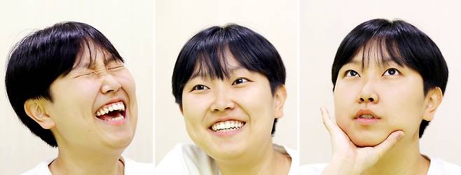 지난 5일 서울시 마포구 한겨레신문사 6층에서 불꽃페미액션 활동가 이가현씨가 인터뷰를 하며 다양한 표정을 짓고 있다. 강재훈 선임기자 khan@hani.co.kr