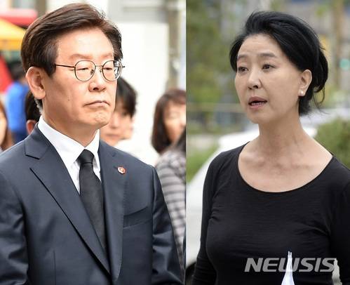 이재명 더불어민주당 경기도지사 당선인(왼쪽), 영화배우 김부선
