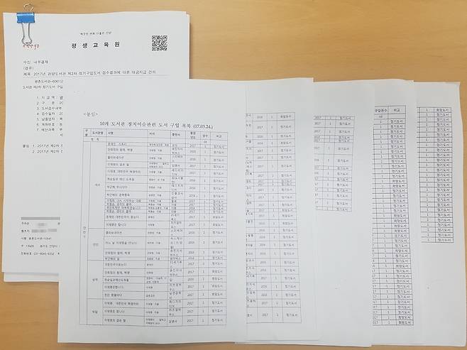 안양시 평생교육원이 시립도서관에서 뽑은 정치이슈관련 도서구입목록.