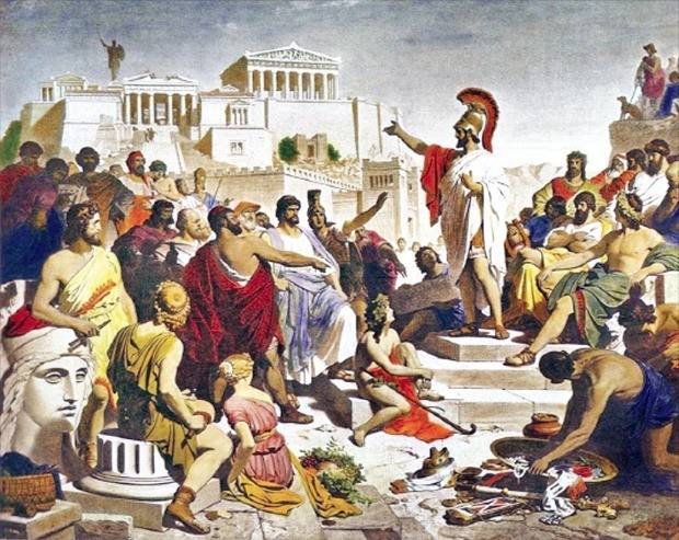 독일 화가 필리프 폰 폴츠(1805~1877)의 ‘페리클레스의 장례연설’(1852년작).