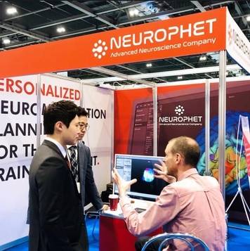 영국 런던에서 열린 2018 유로피안 뉴로 컨벤션(European Neuro convention)의 뉴로핏 전시 부스. /뉴로핏 제공