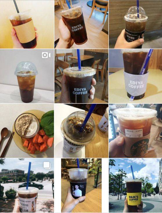 이디야커피·스타벅스·빽다방 등에서 구매한 다양한 ‘아샷추’ 인증샷. [사진 인스타그램 캡처]