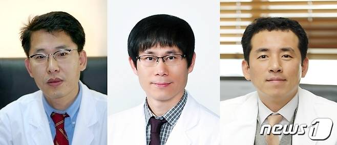 화순전남대학교병원 강호철(내분비대사내과)·박민호(내분비외과)·민정준(핵의학과) 교수.(화순전남대병원 제공)2018.7.12/뉴스1 © News1