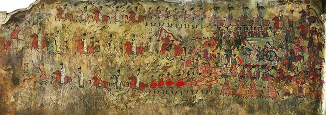 안악3호분 행렬도 (한성백제박물관 2016년 고구려고분벽화 특별전도록) : 7세기는 동북아시아에서 수많은 전쟁이 거듭되는 전쟁의 시대였다.