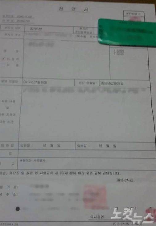 제출 진단서 확대화면
