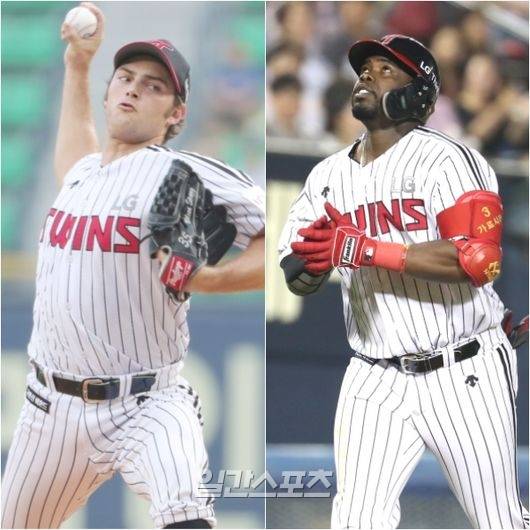 팀이 8연패에 빠진 상황에서 아무 보탬이 되지 못하고 있는 윌슨(왼쪽)과 가르시아. 둘 다 부상으로 1군 엔트리에서 제외돼 있고, 복귀 시점이 명확하지 않다. IS 포토