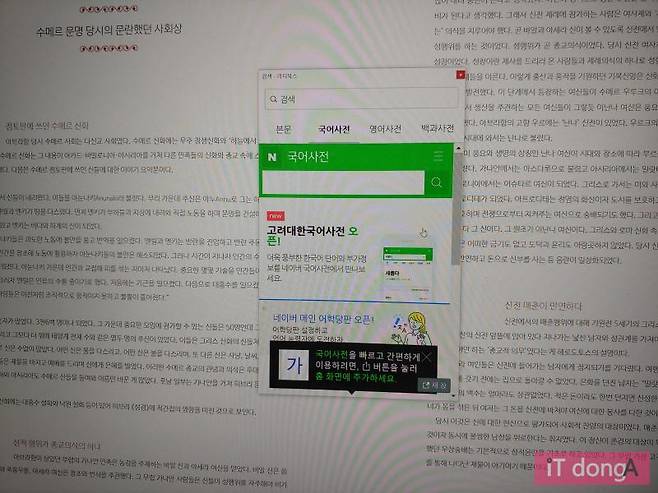 PC버전에서는 여러 사전도 이용할 수 있다