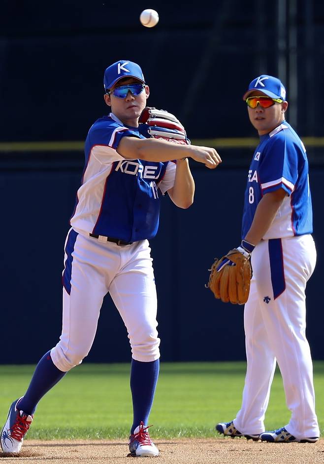 ▲ 수비 훈련을 하고 있는 박민우. ⓒ 연합뉴스