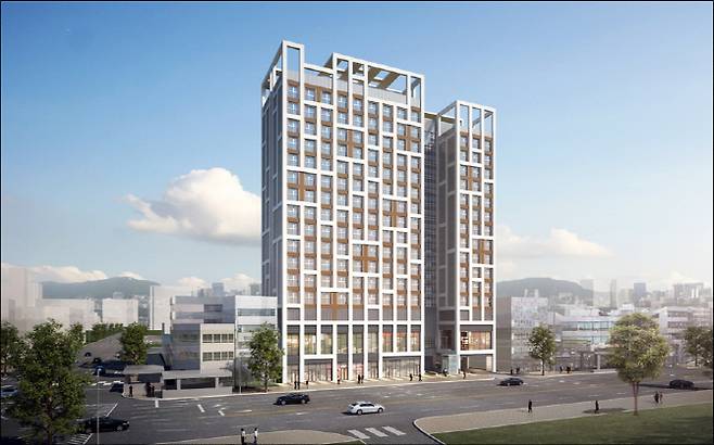 광장시장 인근인 서울 종로구 종로5가 138-4번지 일대에 관광숙박시설이 들어설 예정이었지만 공사가 지연되며 사업계획을 취소했다. 그 대신 263실 규모의 오피스텔이 지어질 예정이다. 사진은 이 일대에 지어질 오피스텔 조감도. 사진=서울시