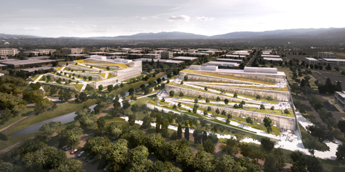 2018년 1월 발표한 서니베일 모펫 파크 지역의 새로운 구글 캠퍼스 계획.