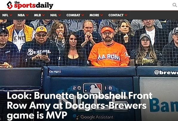 Look: Brunette bombshell Front Row Amy at Dodgers-Brewers game is