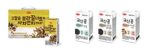 한미헬스케어가 새롭게 출시하는 두유 제품 4종. [사진 제공 =  한미약품]
