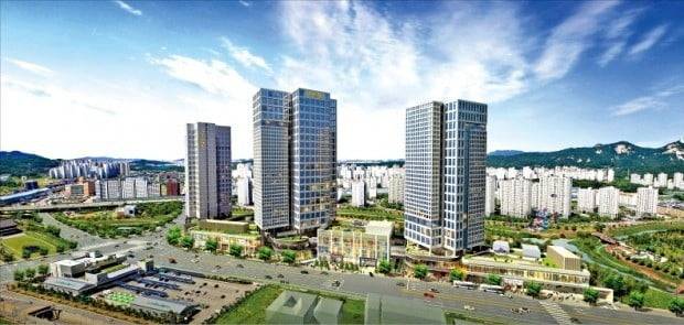 ‘키즈&맘’ 테마 상가와 지식산업센터가 들어서는 경기 남양주시 별내신도시 별내역 파라곤 조감도.  /동양건설산업 제공