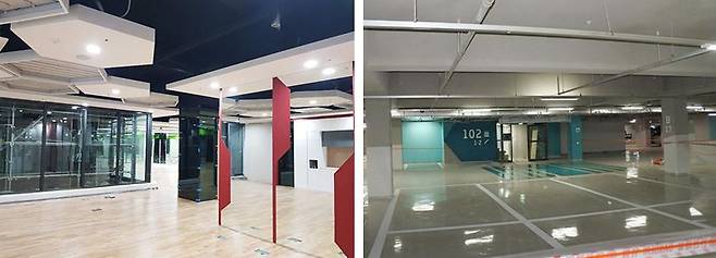 커뮤니티시시설(왼쪽), 지하주차장(오른쪽) [출처:롯데캐슬 홈페이지]