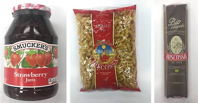 식품의약품안전처는 베스트글로벌푸드(서울 강서구 소재)가 수입해 판매한 이탈리아산 '유기농 스파게티 N.2' 등 파스타류 4개 제품과 미국산 '스머커즈 딸기쨈'에 대해 판매중단 및 회수 조치한다고 8일 밝혔다. [식품의약품안전처 제공]