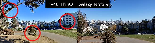 V40 씽큐의 초광각 카메라는 더 넓은 영역을 담아낸다.