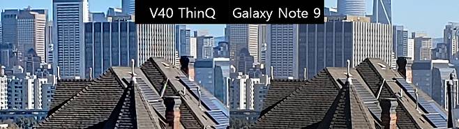 동일한 환경에서 보면 V40 씽큐가 더 선명하게 느껴진다. 갤럭시 노트9의 이미지도 완성도는 높지만 부드럽게 표현되는 느낌을 준다.