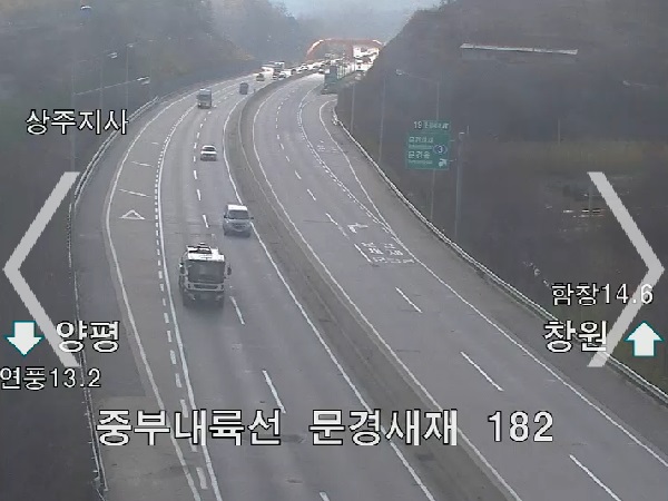 오늘(13일) 오전 11시 기준 중부내륙고속도로 교통상황/사진=한국도로공사 홈페이지