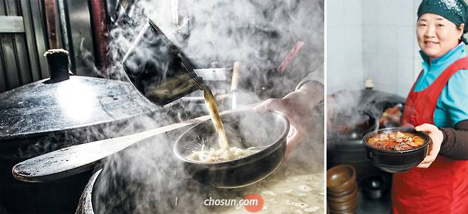 김 모락모락 나는 뜨끈한 국밥 한 그릇이면 추위와 시름도 잊는다. 경남 통영 서호시장 사람들의 허기와 한기를 달래주던 ‘원조시락국’의 시락국밥(왼쪽)과 대구만의 얼큰시원한 맛을 느낄 수 있는 ‘국일따로국밥’의 따로국밥./이신영·양수열 영상미디어 기자