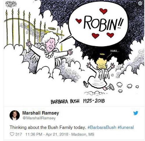 지난 4월 바버라 여사 별세 당시 만화