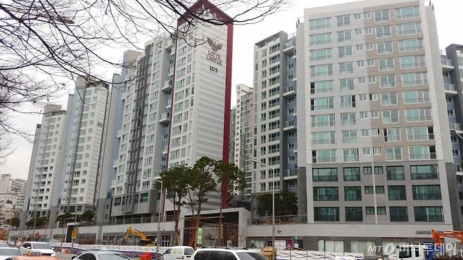 지난달 29일 공사가 진행 중인 서울 종로구 무악동 '경희궁 롯데캐슬' 전경. /사진=김사무엘 기자