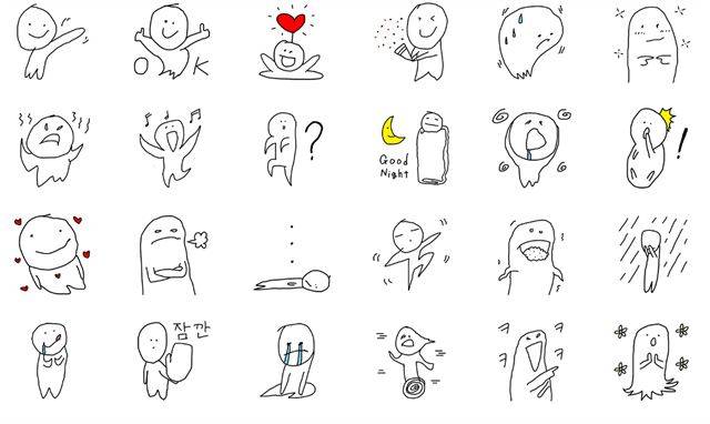 주영성 작가의 '제제의 발그림, 이초티콘'의 이모티콘들. 카카오이모티콘숍 캡쳐