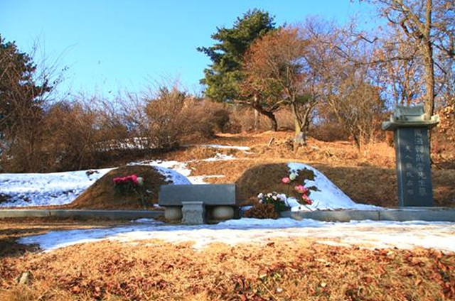 ▲망우리 공동묘지에 있는 만해 묘역. 보는 방향에서 오른쪽이 만해 봉분ⓒ서울학교