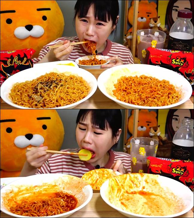 프란의 핵불닭볶음면 먹방. FRAN 유튜브 캡처