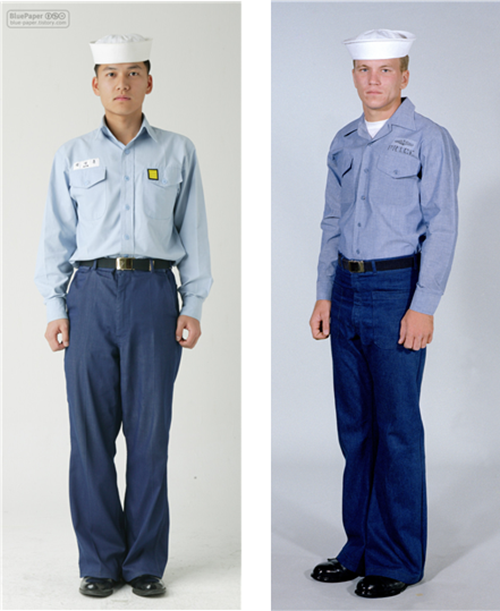 한국 해군 ‘해상병 전투복’과 미 해군 ‘던거리’ /출처=@대한민국해군