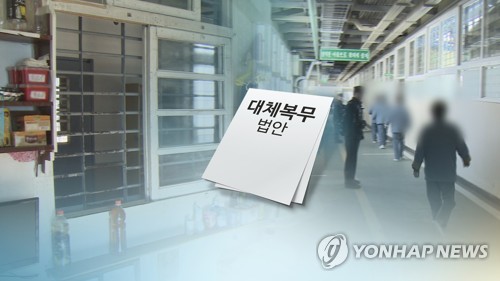 '36개월 교정시설 합숙' 대체복무안 확정(CG) [연합뉴스TV 제공]